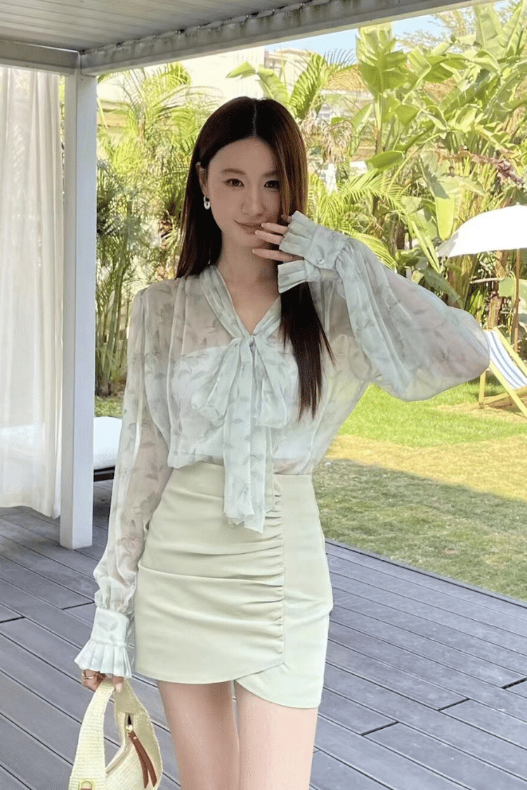 不規則皺褶高腰半身裙